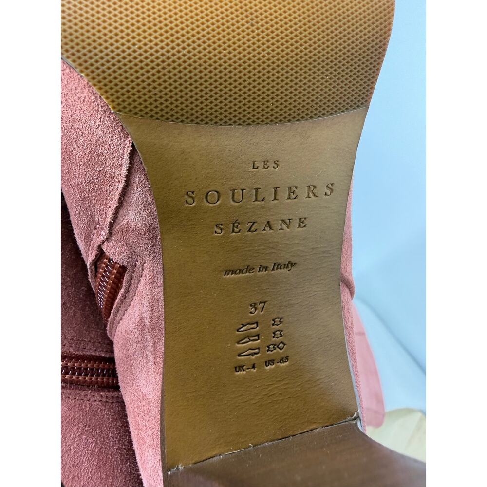 Sezane Anaelle Suede Over the Knee Boots EU 37 US 6 Dusty Pink 70s Romantic Boho - Picture 14 of 16